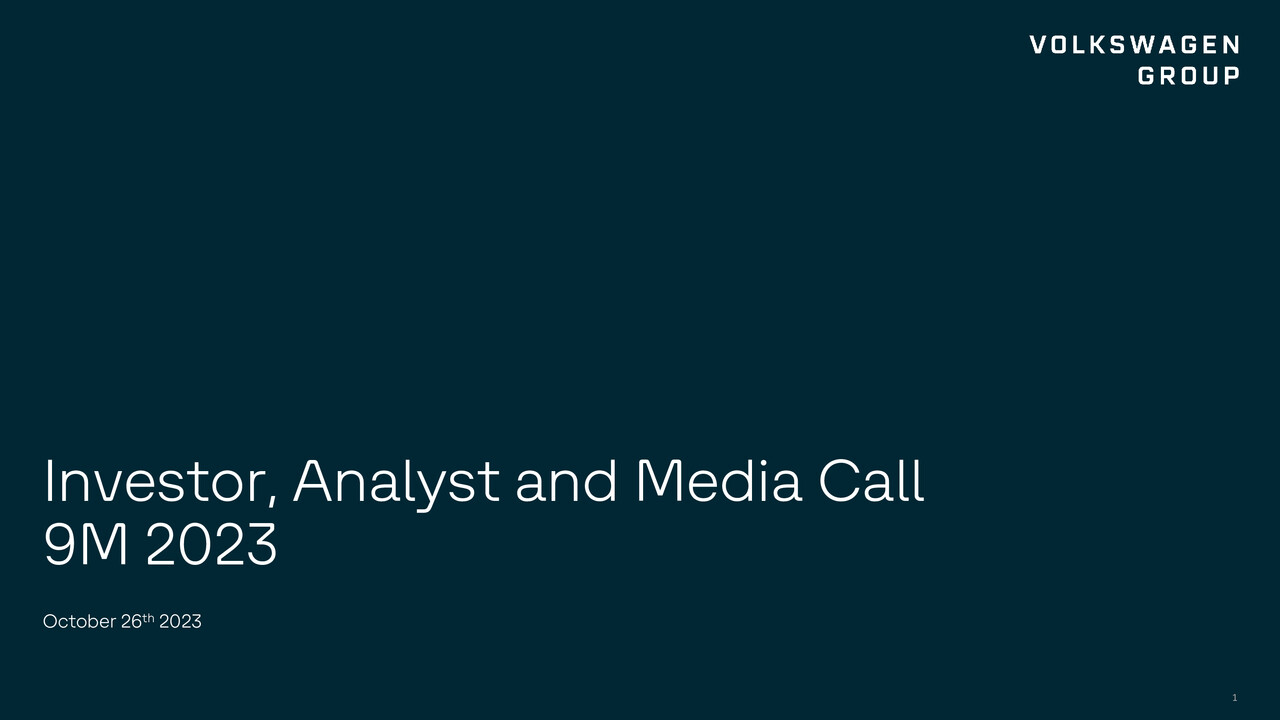 Volkswagen Group Presentation - Q3 Investor, Analyst and Media Call