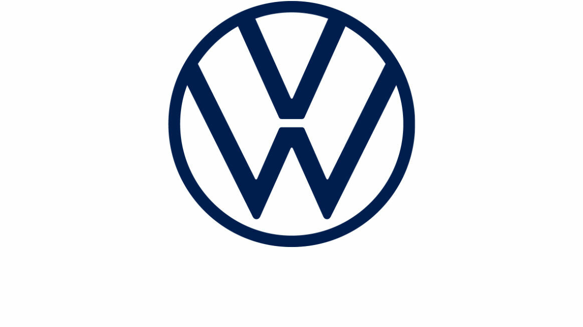 The Volkswagen logo in a minimalist, modern version. It features a stylized "V" above a "W", both enclosed within a circle. The lines are sleek and elegant, with a clear and reduced design.