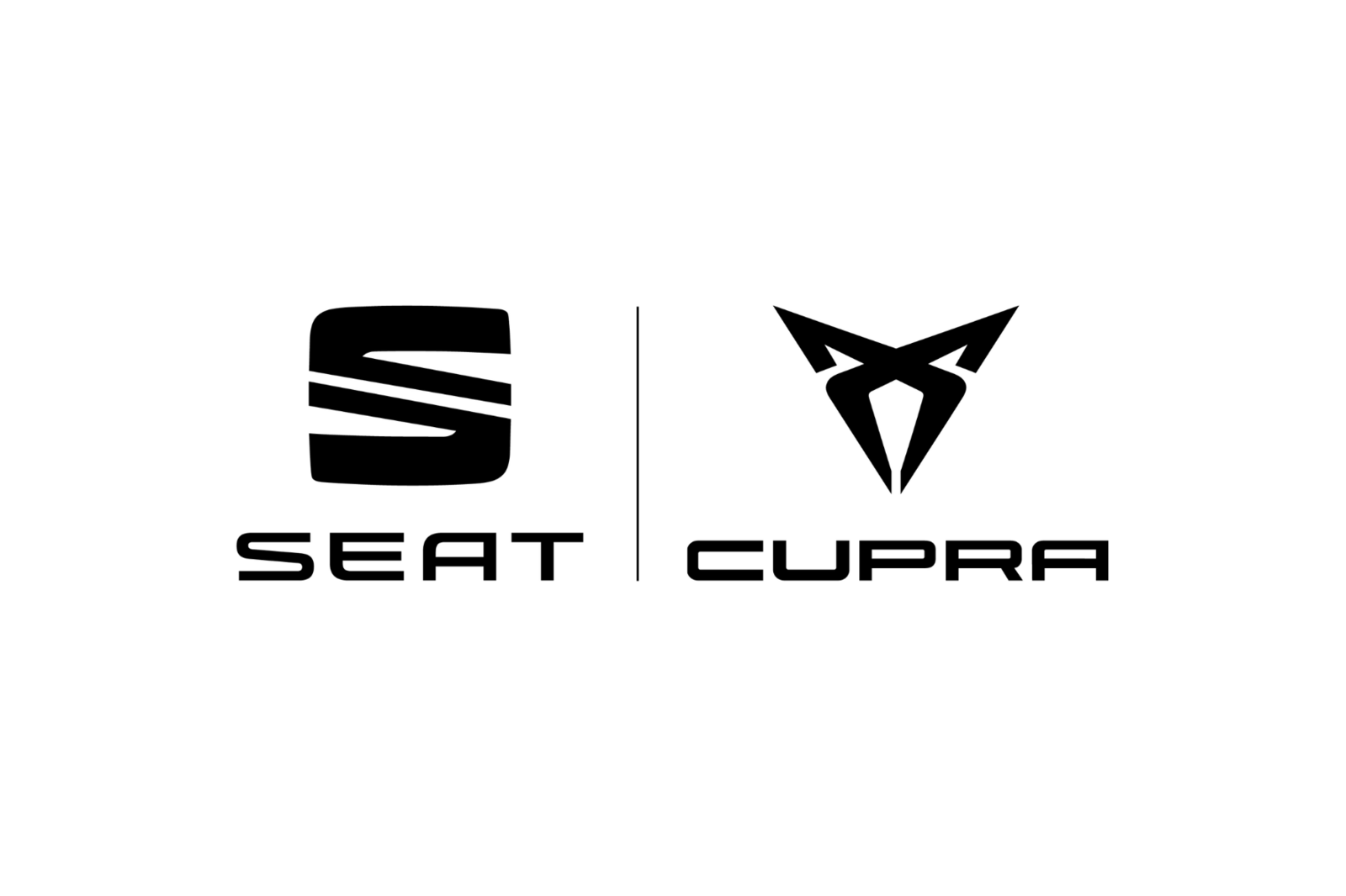 Seat und Cupra Logo auf weißem Hintergrund